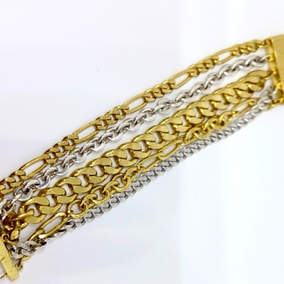 Silpada Vintage Sterling Silver & Brass 5 Strand Chain Bracelet (KR Collection) - Picture 2 of 8